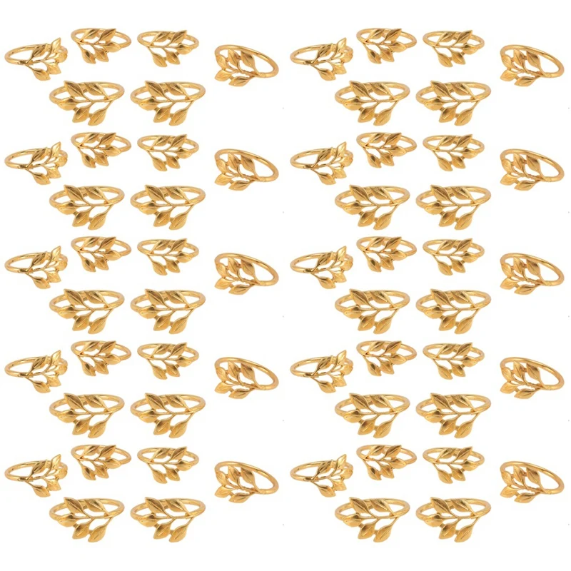 

60Pcs/Lot Hotel Napkin Ring Napkin Holder Fall Leaves Napkin Buckle Christmas Wedding Party Gold Napkin Circle Home