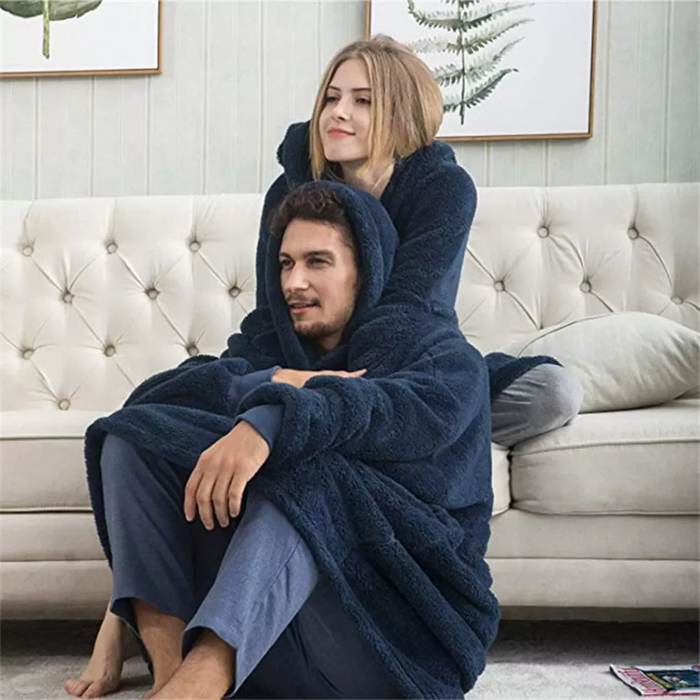 

Warm-keeping Plush Blanket Sweatshirt Wearable Blanket Hoodie TV Watching Resting Unisex