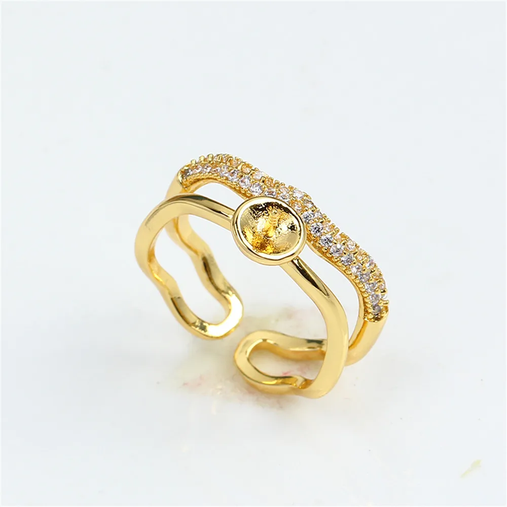 Набор для удержания фианита комплект из кольца с циркониевой дугой и жемчуга