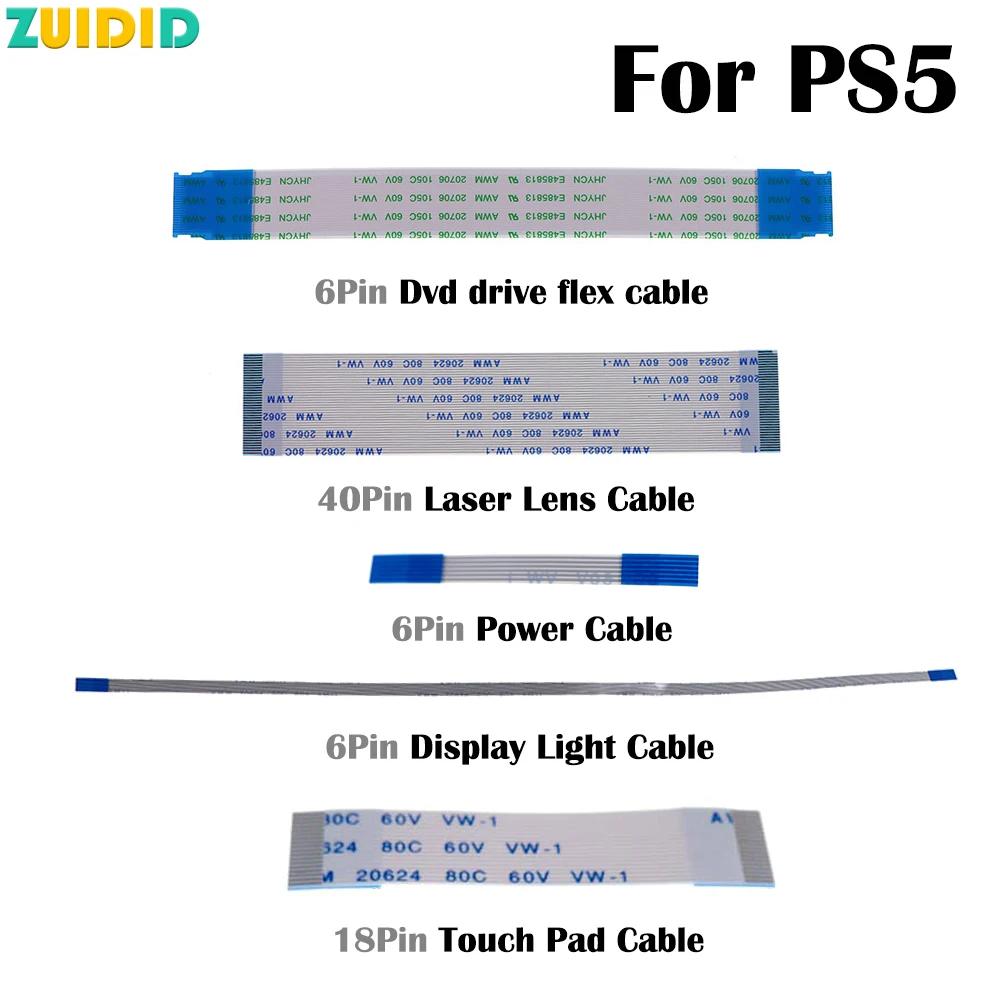 ZUIDID 1PC For PS5 Dvd Disk Drive Flex Cable For ps5 Console 6/18/25/40Pin Laser Lens / Power On Off / Display Light Board Cable