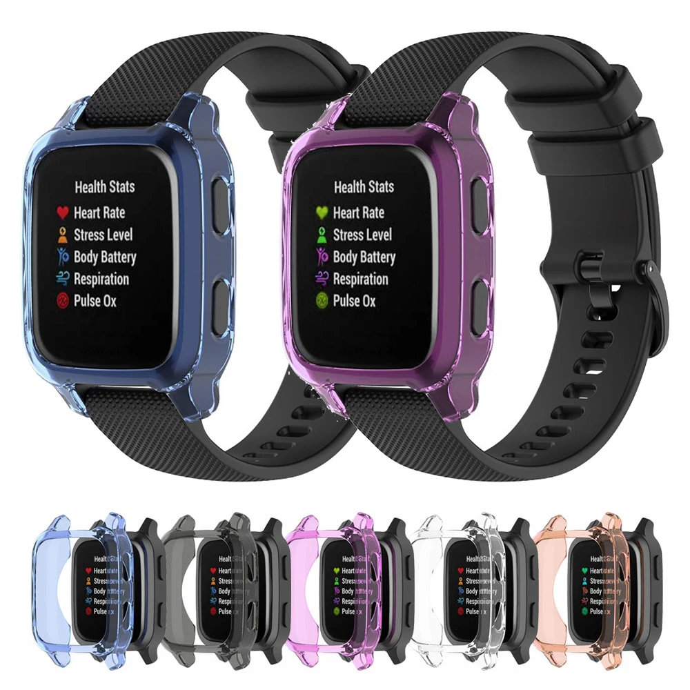 

Защитный чехол для часов Garmin шнур SQ/шнур SQ Music, полная защита, мягкий бампер из ТПУ для экрана, рамка для часов из силикона