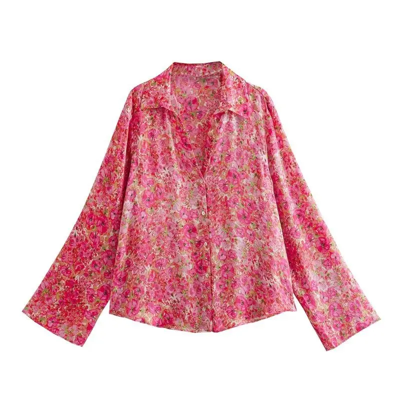 

2023 03 Новинка весна лето Женская Сексуальная рубашка из полиэстера брендовая Блузка Верхняя одежда