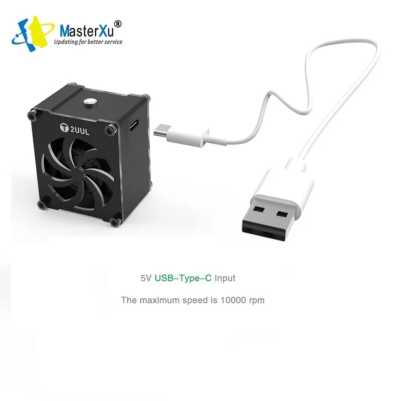 

2UUL Cooling Fan Power Supply For Motherboard Phone Board Repair Heat Dissipation DA99 5V Power Supply Fan Type-C USB Input