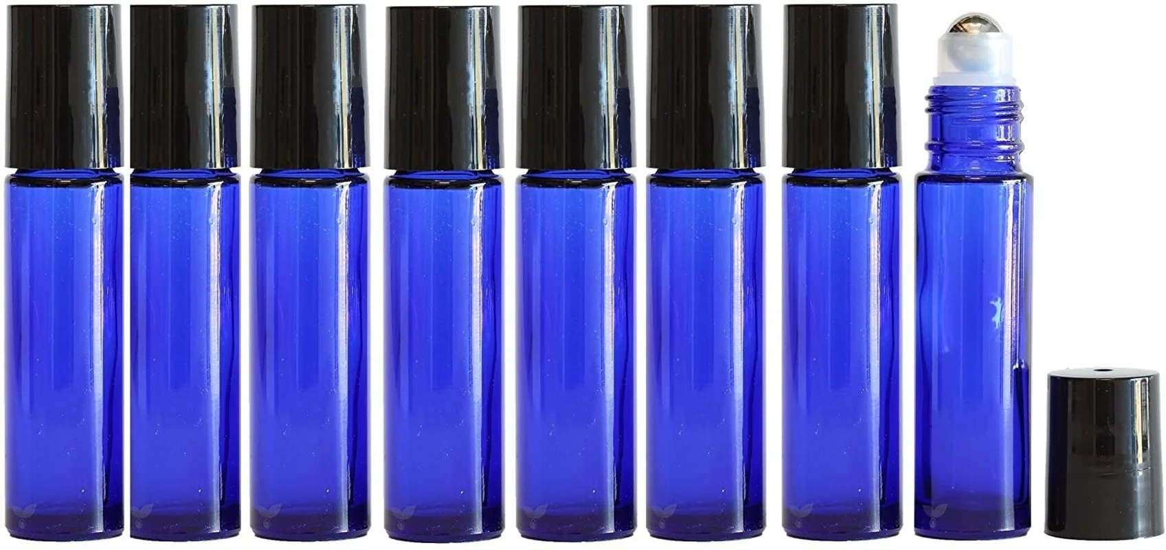 

8pcs 10ml Blue Glass Roll-On Bottles empty with Stainless Steel Roller Balls for Essential Oils, Colognes & Perfumes