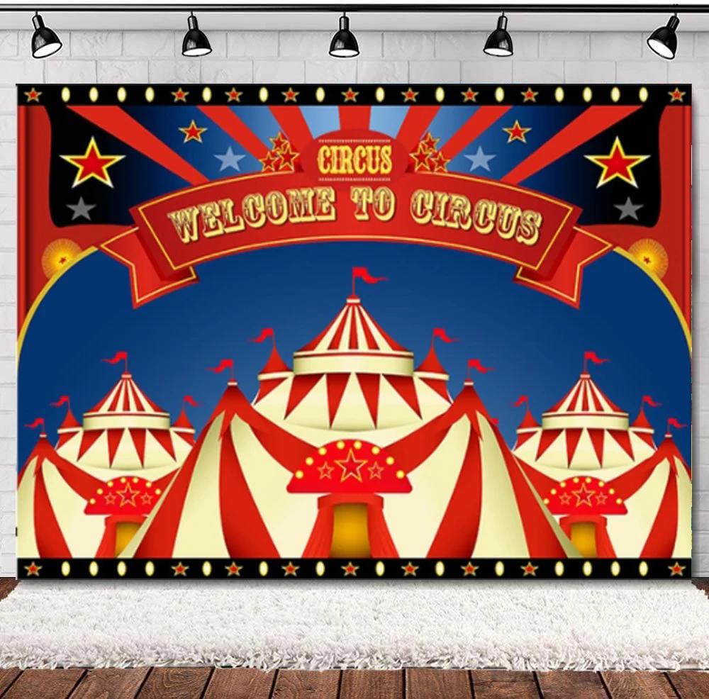 

Photography Backdrop Circus Theme 1st Birthday Party Baby Shower Background Curtain Ferris Wheel Decor Banner Customize Poster