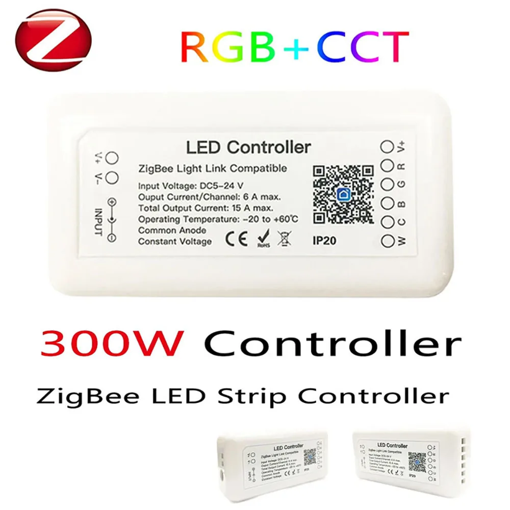 

Tuya Zigbee Smart LED Controller RGB+CCT Controller 6pin Light Strip Controller DC12-24V Work With Alexa Google Assistant