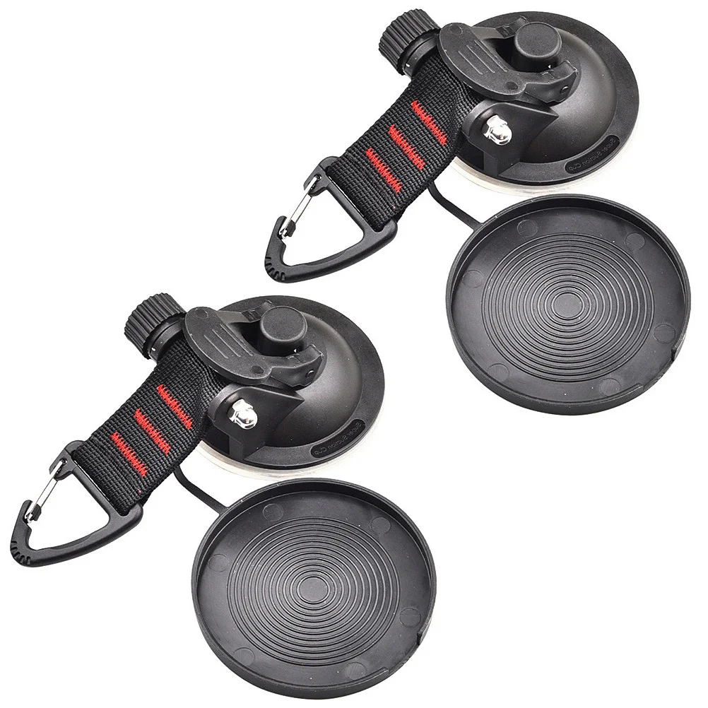 

2 Pcs Trailer Hitches Tent Fixing Hook Car Window Hooks Suction 6.5X6.5X3CM Heavy Duty Cups Black Plastic Travel