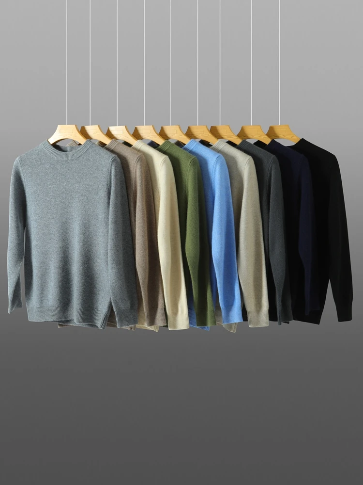 ADDONEE осень-зима мужской толстый кашемировый пуловер с круглым вырезом и длинными