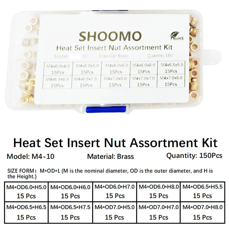 

Рифленая латунная резьба, тепловой набор, вставные гайки в ассортименте, набор для термоплавкого пластика