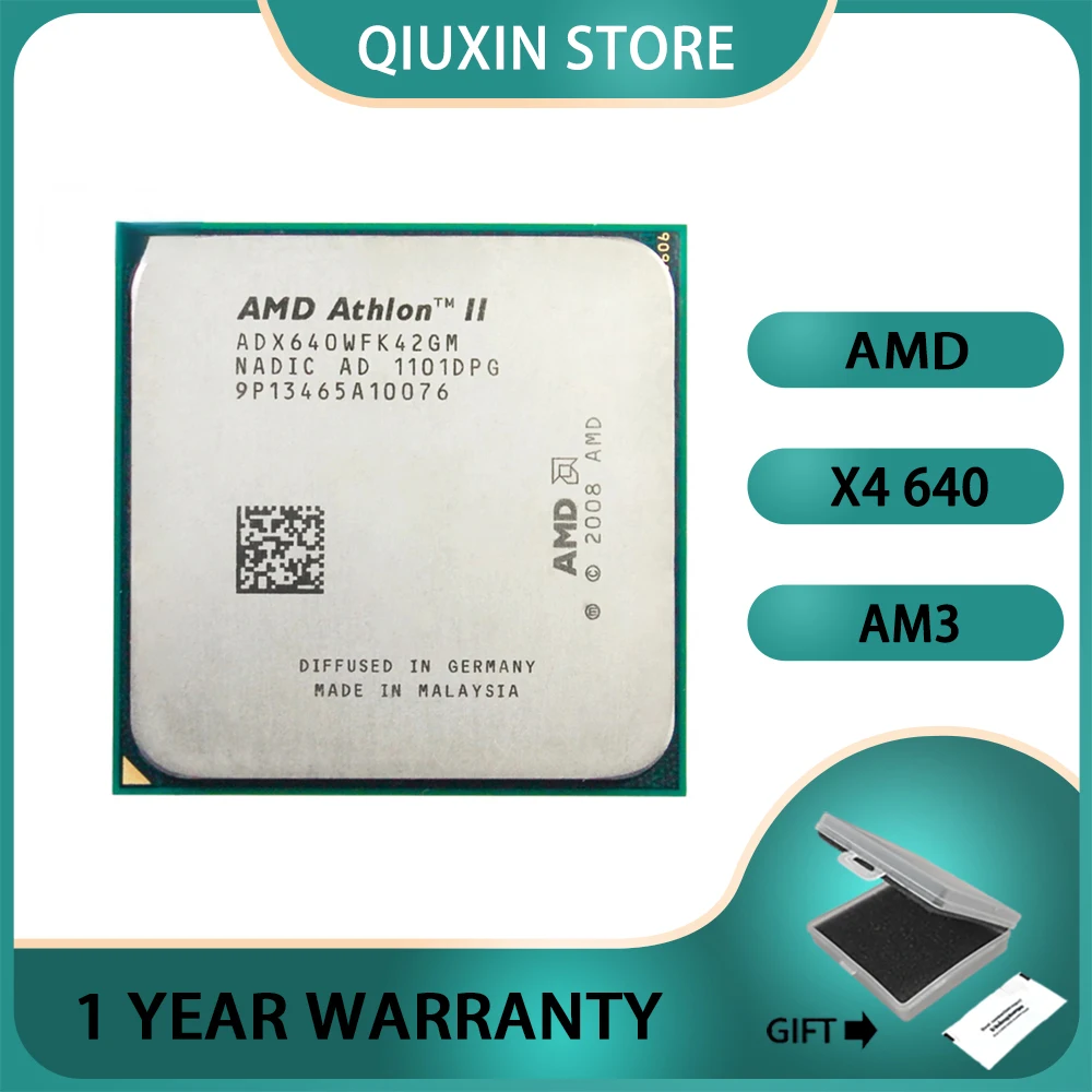 

AMD Athlon II X4 640 3 GHz Quad-Core CPU Processor ADX640WFK42GM Socket AM3