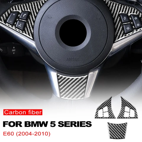 Аксессуары для BMW E60 5-Series 2004-2010 внутреннее Автомобильное рулевое колесо из углеродного волокна декоративная крышка отделка наклейки