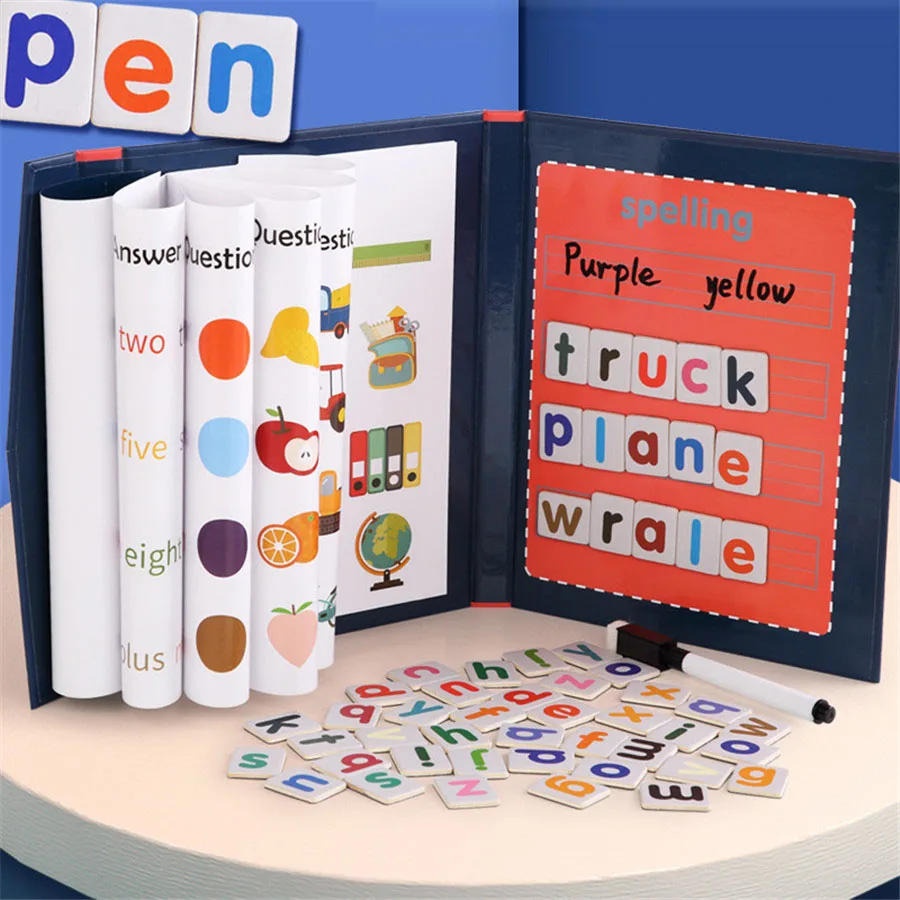 

montessori educational toys For Kids 3D Magnetic Word Spelling Game English Alphabet Letters Cards Toy for Children learning toy