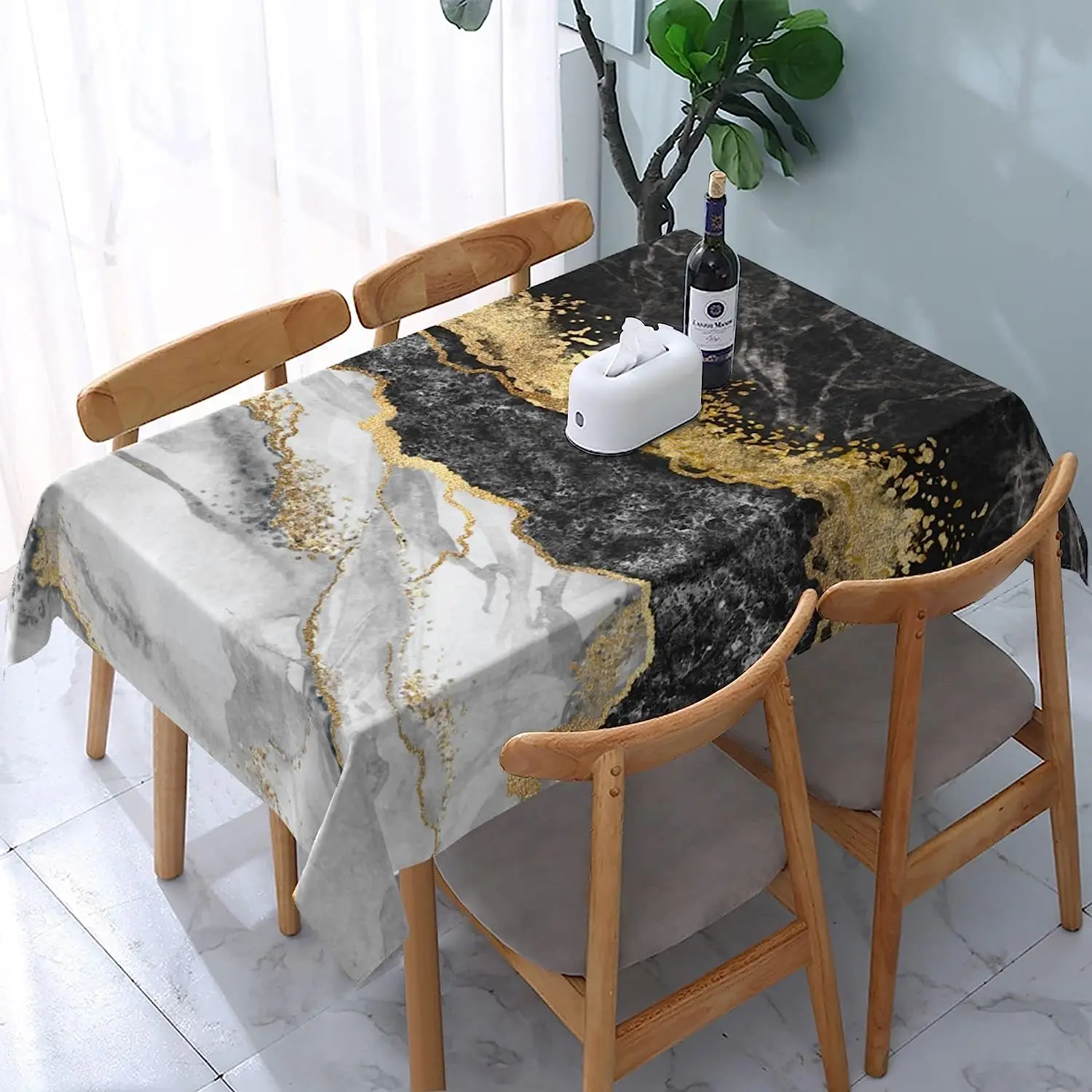 

Мраморная Водонепроницаемая прямоугольная скатерть, защита от морщин, чехол для кухонного стола, декор для обеденного стола