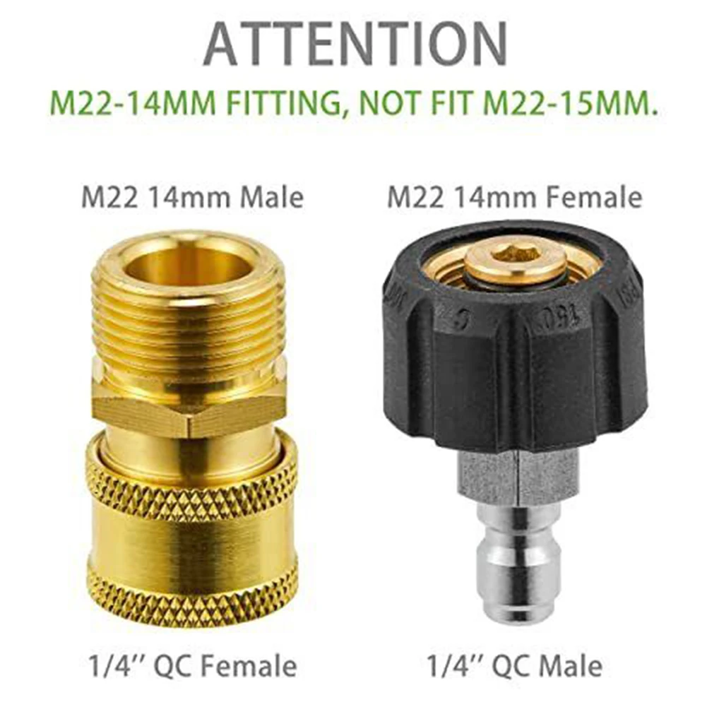 

Pressure Washer Adapter Sets Spray Gun Wand Lance Bayonet Adapter 1/4" Quick Connect Release Fitting Anti-leak Washer Accessory