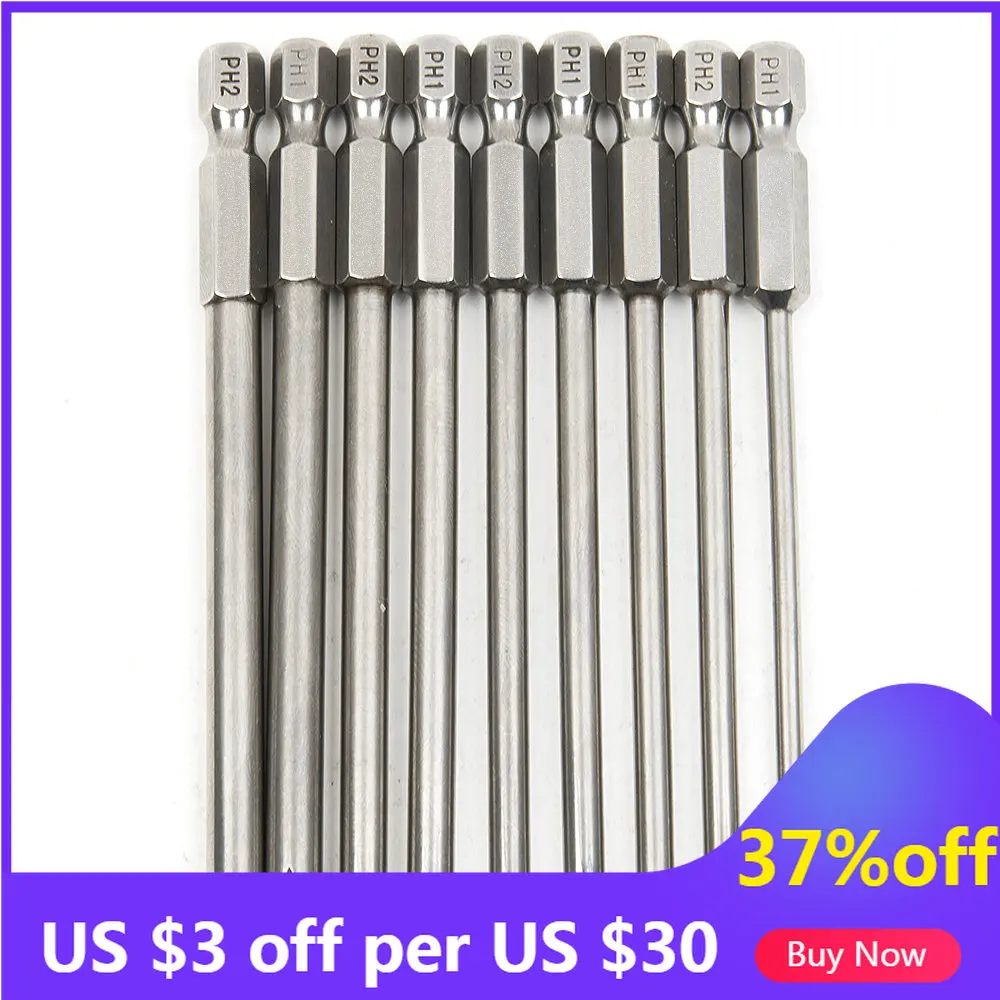 

9pcs X Magnetic Philips Screwdriver Set 1/4 Inch 6.35mm Shank S2 Alloy Steel 100mm Long Magnetic Hex Screwdriver Bit Set