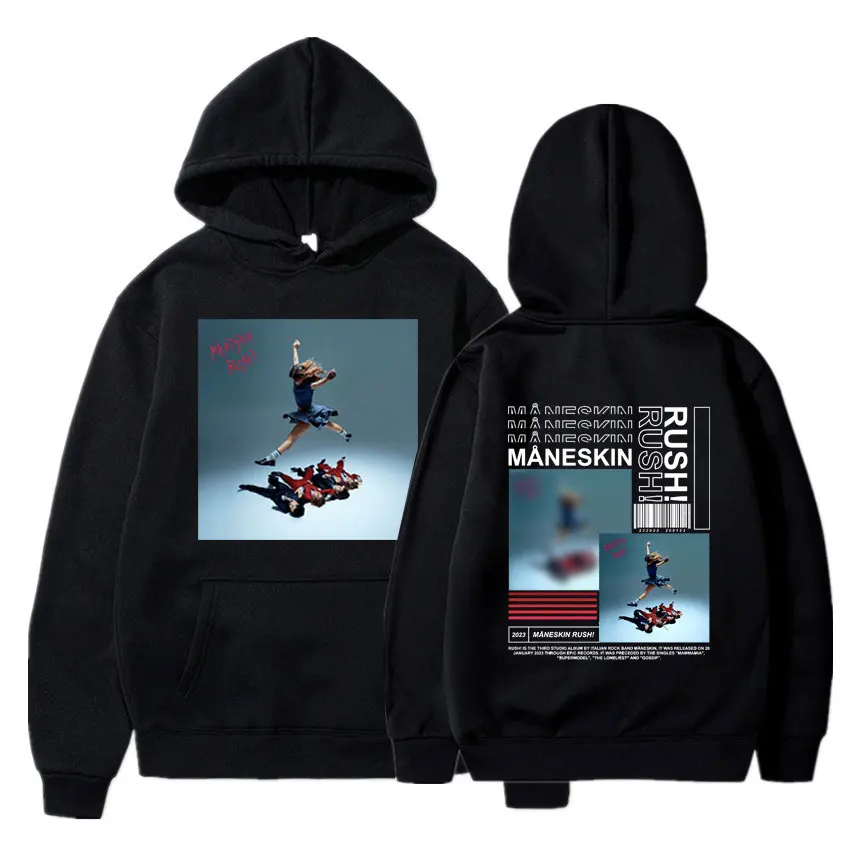 

Italian Rock Band Maneskin Print Hoodie New Music Album Rush Hooded Men Women Fashion Loose Casual Sweatshirt Streetwear Hoodies