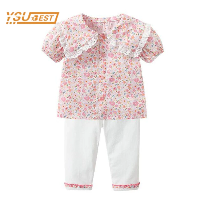 

Summer Infant Kids Baby Girls Short Sleeve printing Shirt + Pants Clothing Sets 0-4Yrs Newborn Kids Baby Girls Suits Clothes