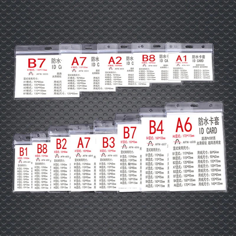 

Vertical/horizon 10pcs Card Pocket Seal Zipper Credit Transparent Bag Work Card Holder Badges Waterproof Plastic Passport