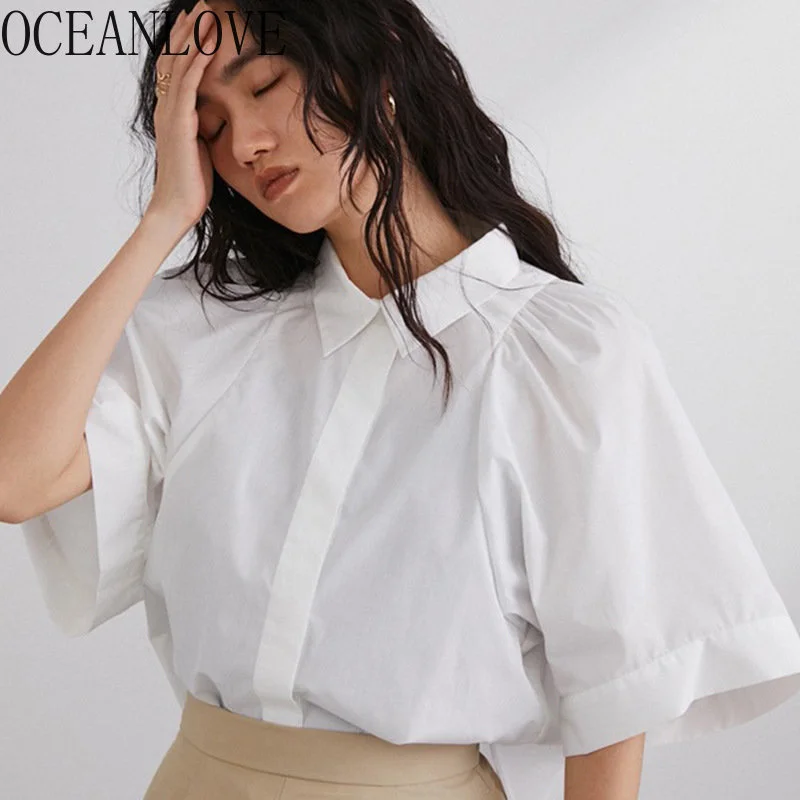 

Women Shirts Stripes Japan Style Vintage Oice Lady Loose Casual Summer Blouses Single Breasted Blusas eminina