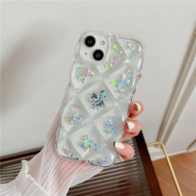 Прозрачный чехол для телефона с 3d-изображением кубика льда и блестками iPhone 13 12 11Pro