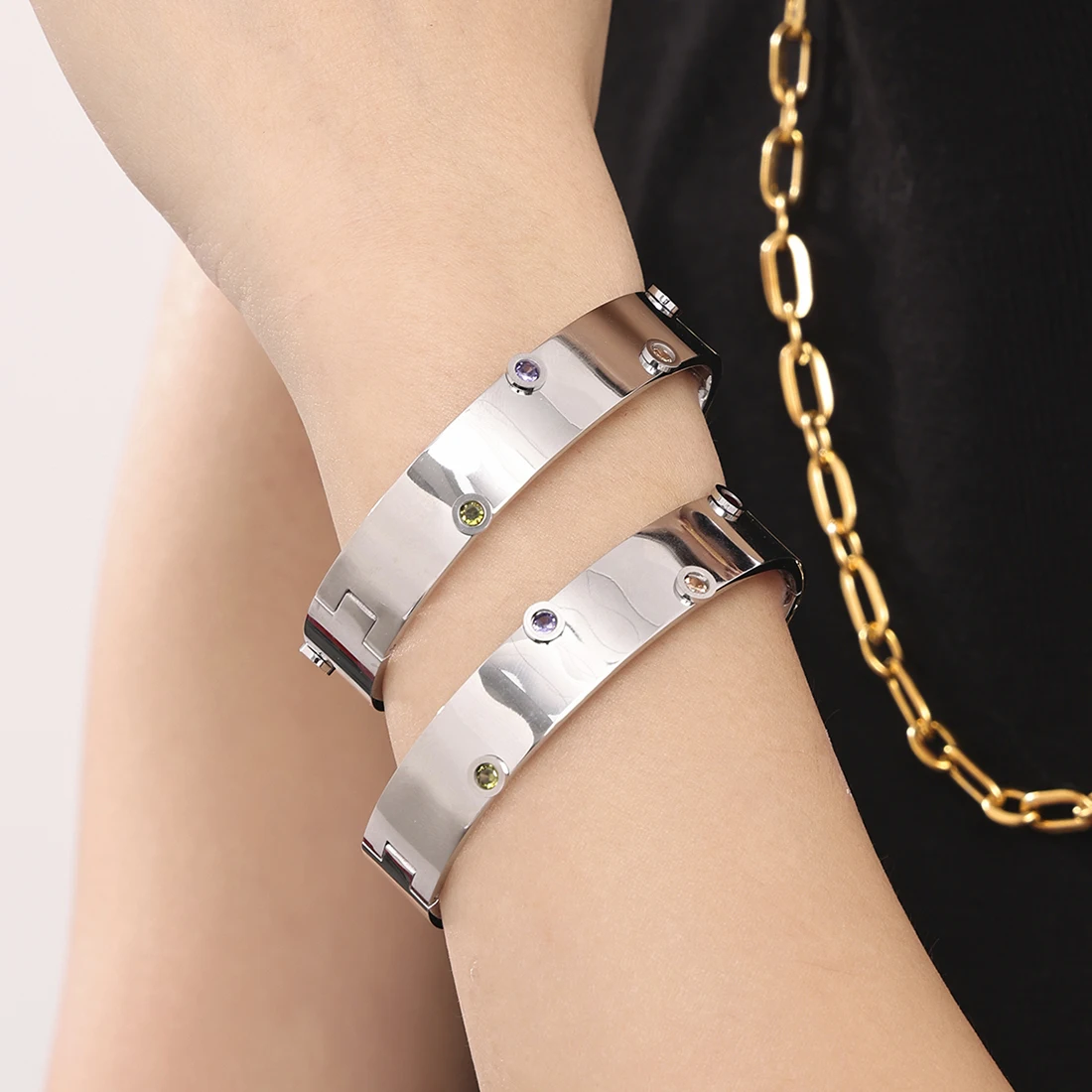 Круглый браслет с розой позолоченный для женщин инкрустированный цирконом из