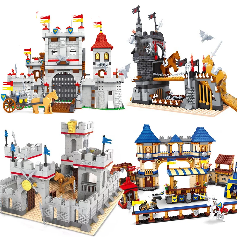 Medieval Knights castle Siege Royal Tower Bricks Horse Princess Kingdoms Military Sets Building Blocks Toys birthday Gifts