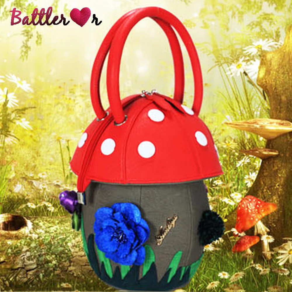 Creative 3D Mushroom Shape Handbags for Women Fashion Designer Brand Purses Cartoon Shoulder Bag Female Crossbody Bag Bucket Bag