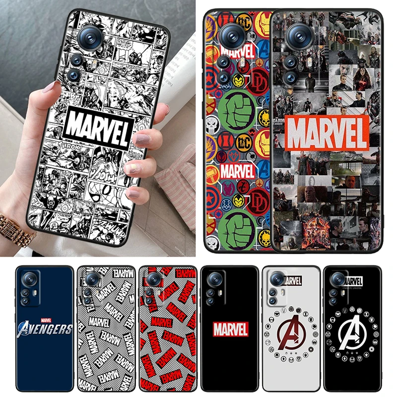 

Marvel Logo Avengers Soft Black Phone Case For Xiaomi Mi 12T 12S 12X 12 11 11T 11i 10T 10 9 Pro Lite Ultra 5G Cover Shell Funda