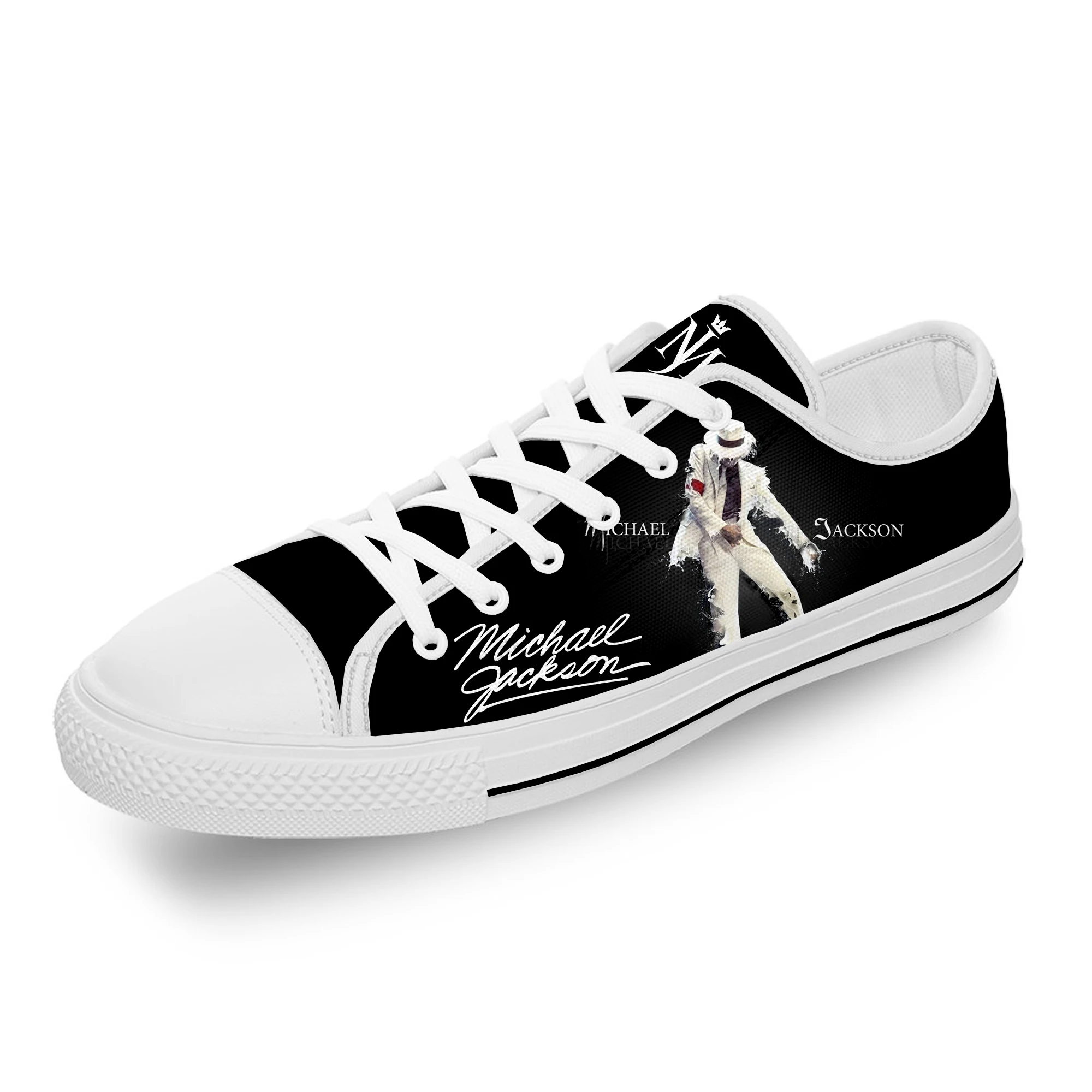 

Michael Jackson Cool Funny White Cloth 3D Print Low Top Canvas Fashion Funny Shoes Men Women Lightweight Breathable Sneakers