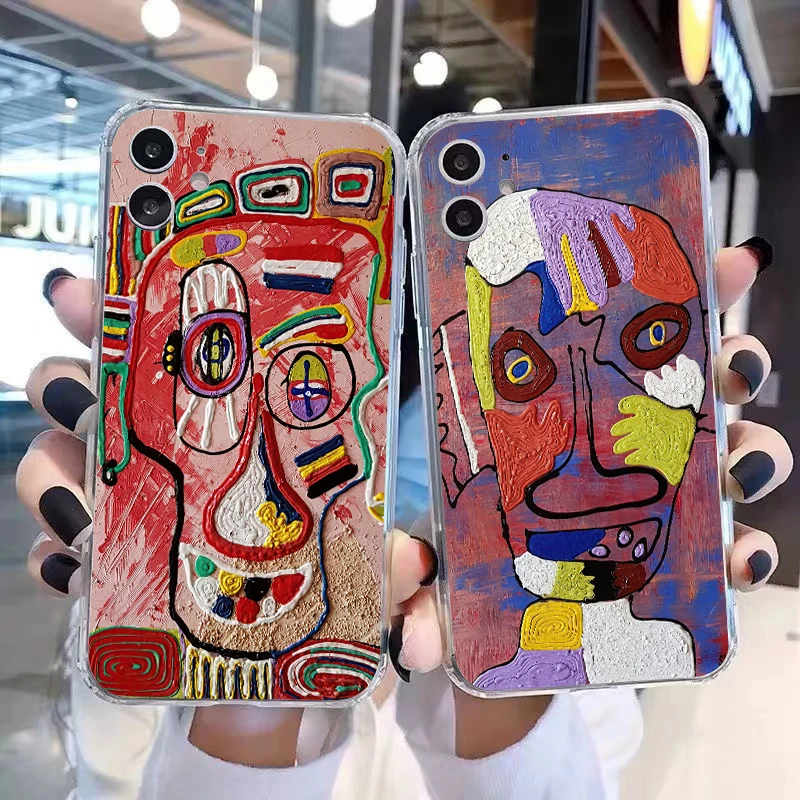 

Abstract Art Graffiti Painting For iPhone 13 12 11 Pro Max Mini X XR XS Max SE 6 6S 7 8 Plus Clear Phone Case Soft Shell TPU