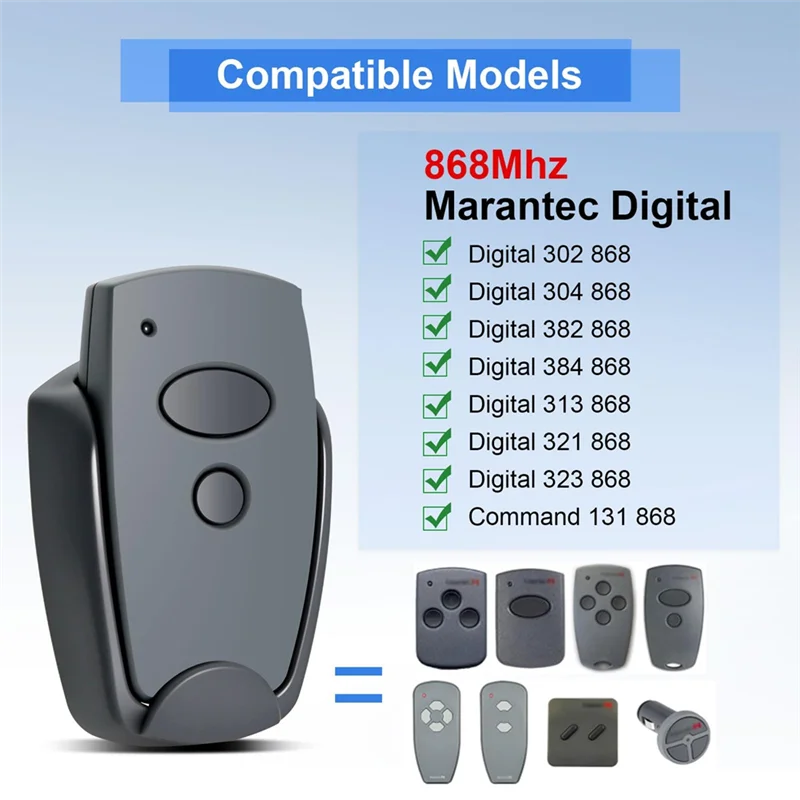 Фото A68Z для Marantec, устройство открывания гаражных ворот, пульт дистанционного управления, 868 МГц, 2-канальный ручной передатчик №2
