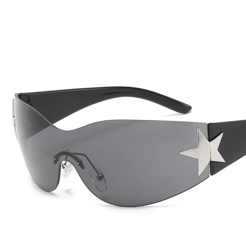

Punk One Piece Sunglasses Goggle New Y2k Luxury Brand Sun Glasses 2000's Shades Eyewear UV400 Female Designer Five Star Glasses