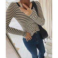 2022 y2k top women striped t shirt clothes shirt blouses fashion long sleeve cheap anime harajuku oem vintage goth graphic crop