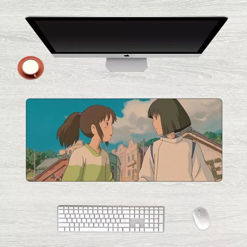 

Japan Anime Gaming Mouse Pad Spirited Away 70x30cm Large Locking Edge Otaku Big MousPad Gamer Non-Skid Rubber Keyboard Mat
