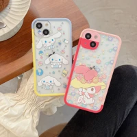 cinnamoroll my melody phone case for iphone 11 12 13 pro max mini x xs xr 7 8 plus se 2020 contrasting border transparent cover