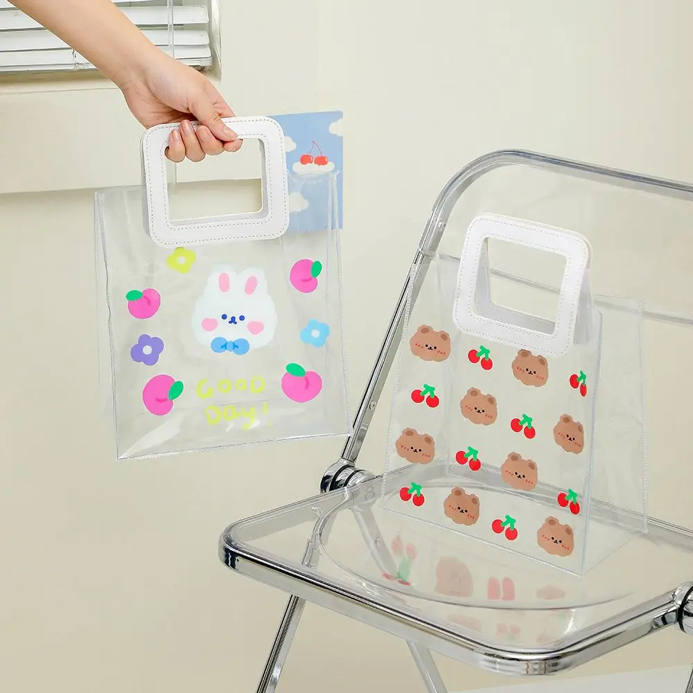 

Handle Female Makeup Organizer Tote Bag Cosmetic Bag PVC Travel Cartoon Handbag Storage Bag Shopping Bag Beach Bag