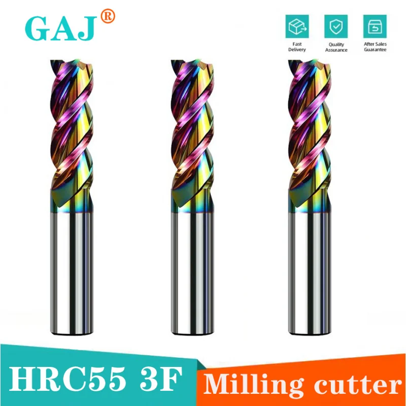 

HRC55 3F Концевая фреза 3 канавки Алюминиевая фреза 123456789 20 Карбид вольфрама с DLC-покрытием Высокопроизводительная обработка с ЧПУ тоже