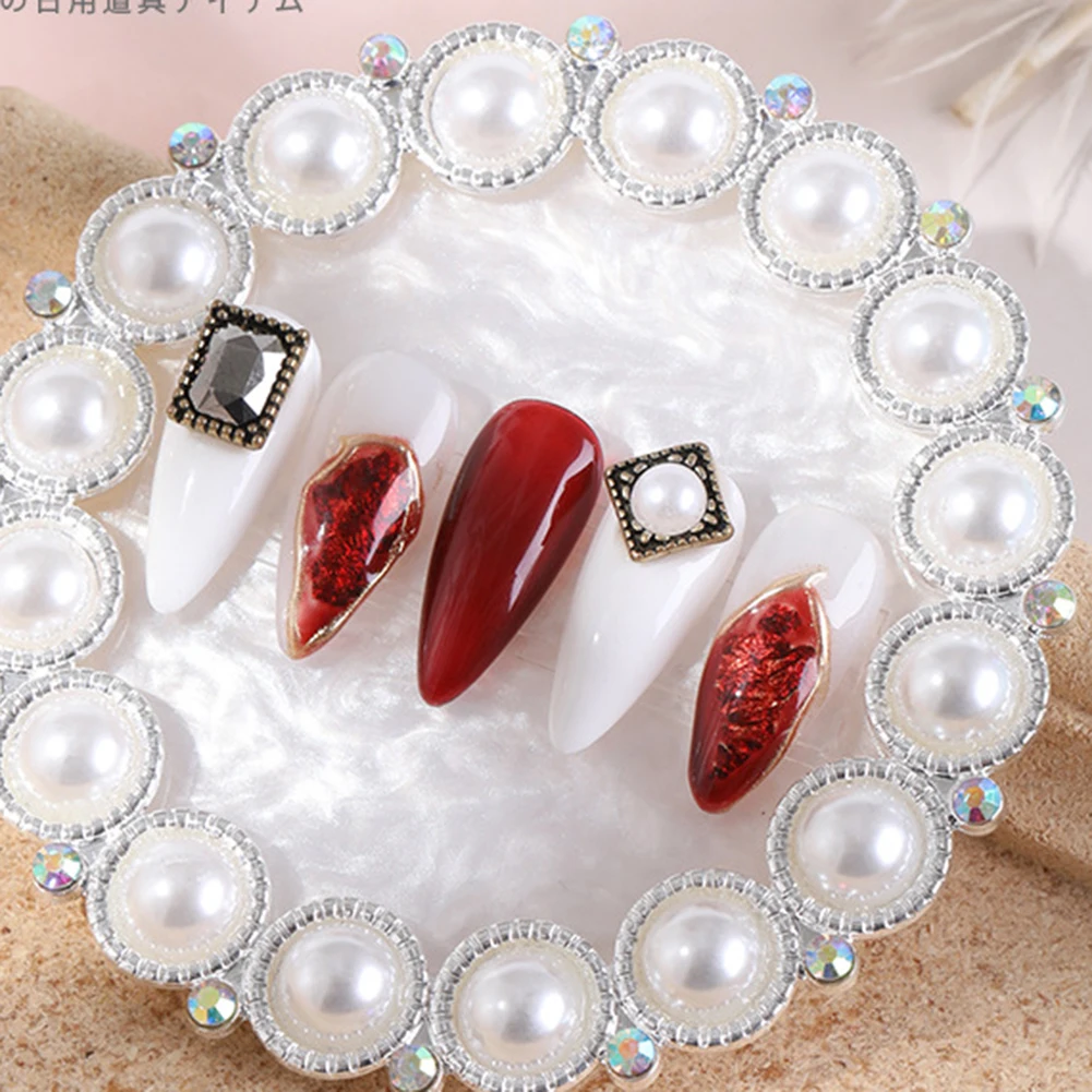 

1 Pcs Round False Nail Tips Display Board Pearl Rhinestones Painting Palette Holder Practice Nail Art Tools Manicure Accessories