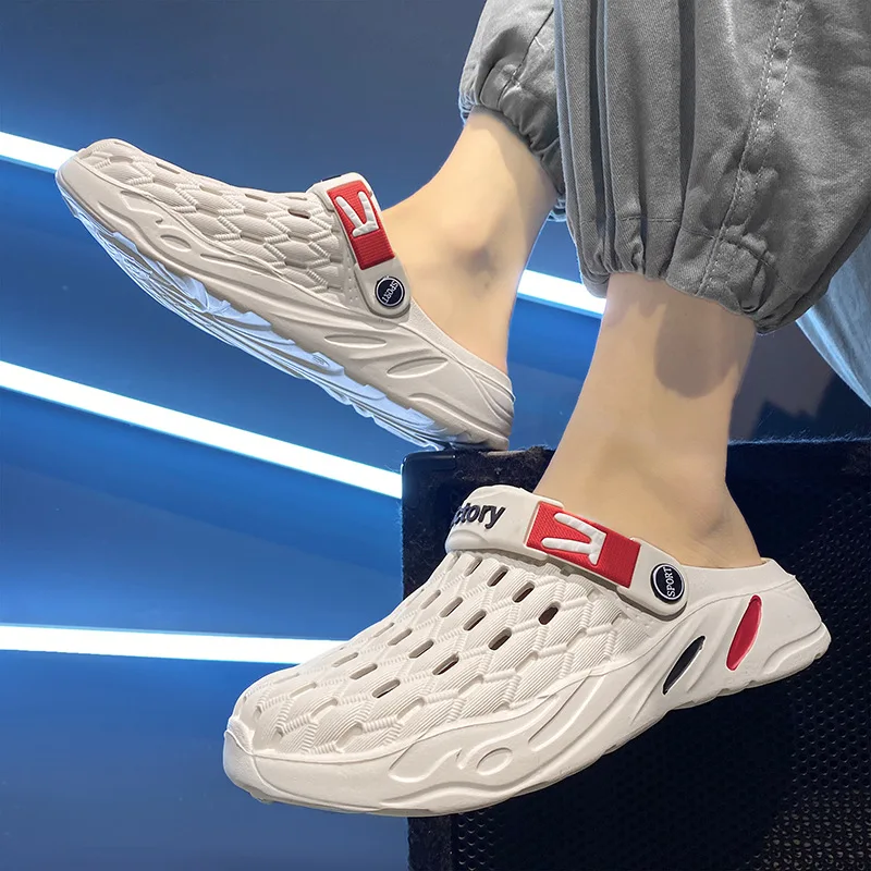 Мужские сандалии с дырками повседневные Нескользящие на толстой подошве