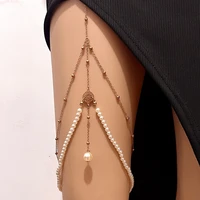 fashion pearl chain leg chain womens exaggerated multi layer tassel leg chain bikini beach sexy body accessories