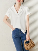 100 cotton blouse women high quality womens clothing raglan sleeve high street notched collar womens tops and blouses