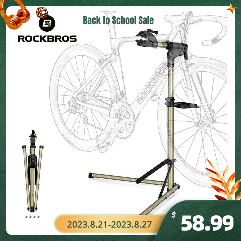 ROCKBROS Bike Repair Stand MTB Road Bicycle Maintenance Rack With Tool Tray Adjustable Foldable Storage Display Bike Work Stand