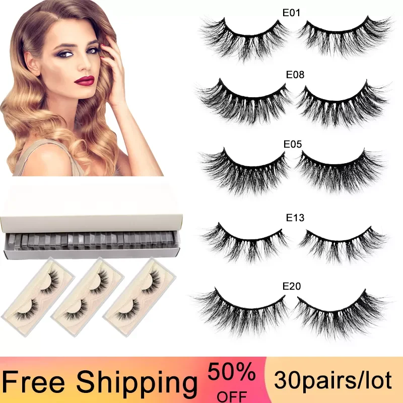 Visofree 30 Pairs 3D Mink Eyelashes 100% Cruelty Free Lashes Popular Make Up False Lashes Natural Long Lashes Handmade Mink Lash