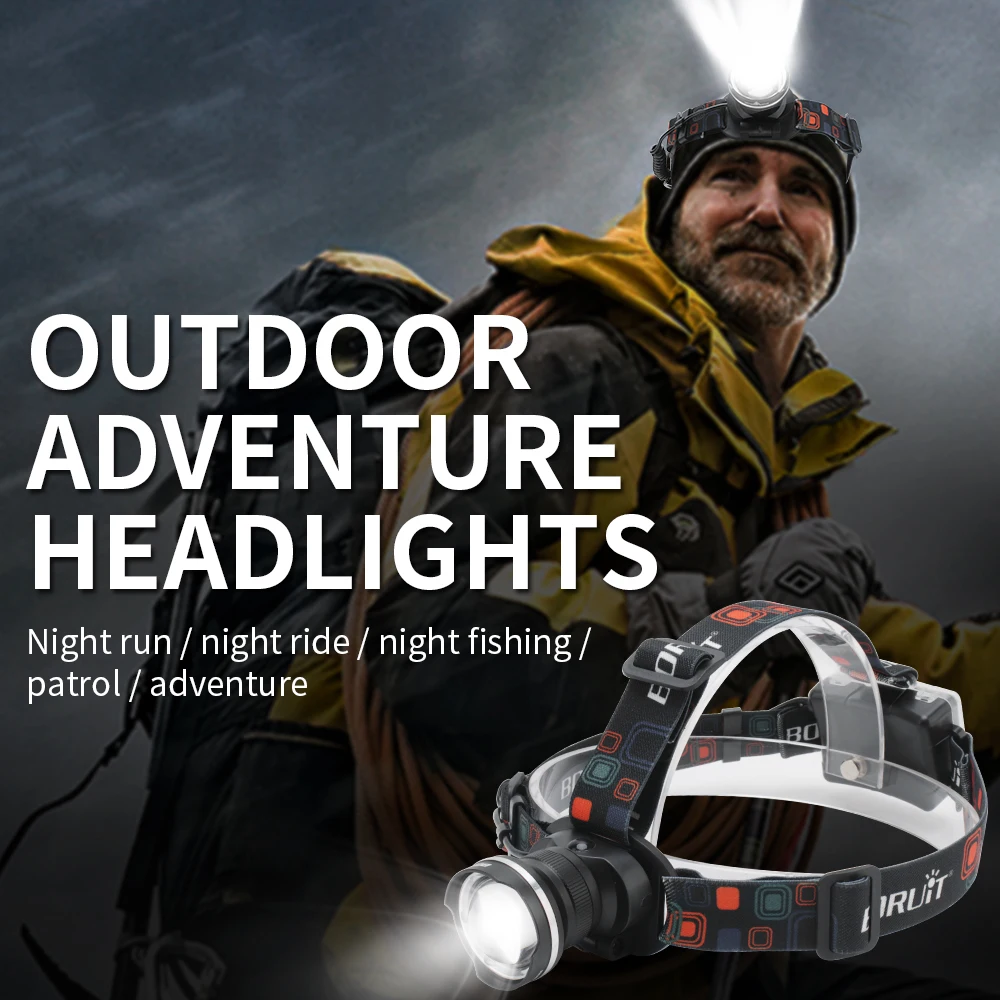 

BORUIT-3 режима светильник светодиодный Светодиодная лампа; Вспысветильник Головной фонарь; Регулировка на 90 °; IPX4; Водонепроницаемый налобный...