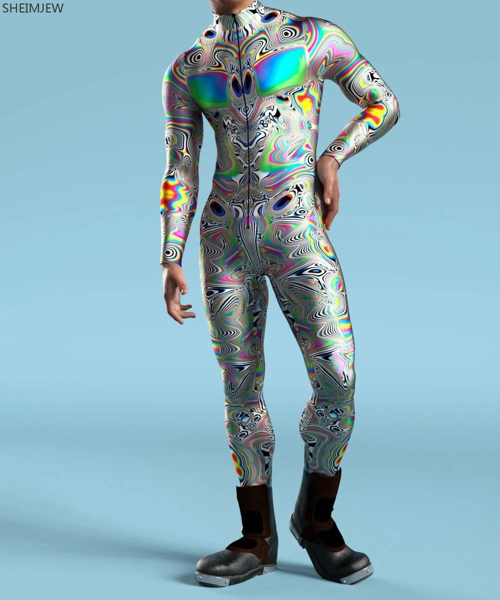 Хэллоуин Скелет Косплей большой палец рукав комбинезон красочный