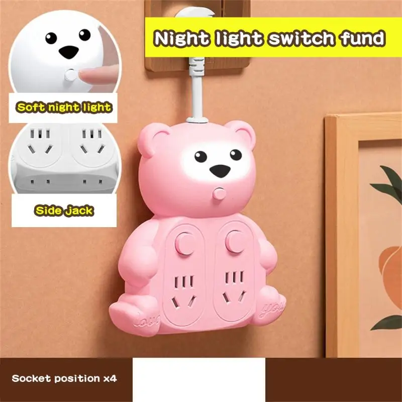USB Socket Lamp Cartoon Bear Lamp Converter Socket Lights 16A4000w  Plug-in Lights Home Room Beside Decoration Night Lighting