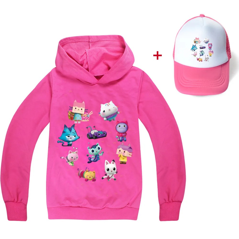 

2022 Newest Gabby's Dollhouse Hoodie Girls Cartoon Sweatshirt+hat 2pcs Suit Kids Casual Outfits Toddlder Boys Gabby Cats Clothes