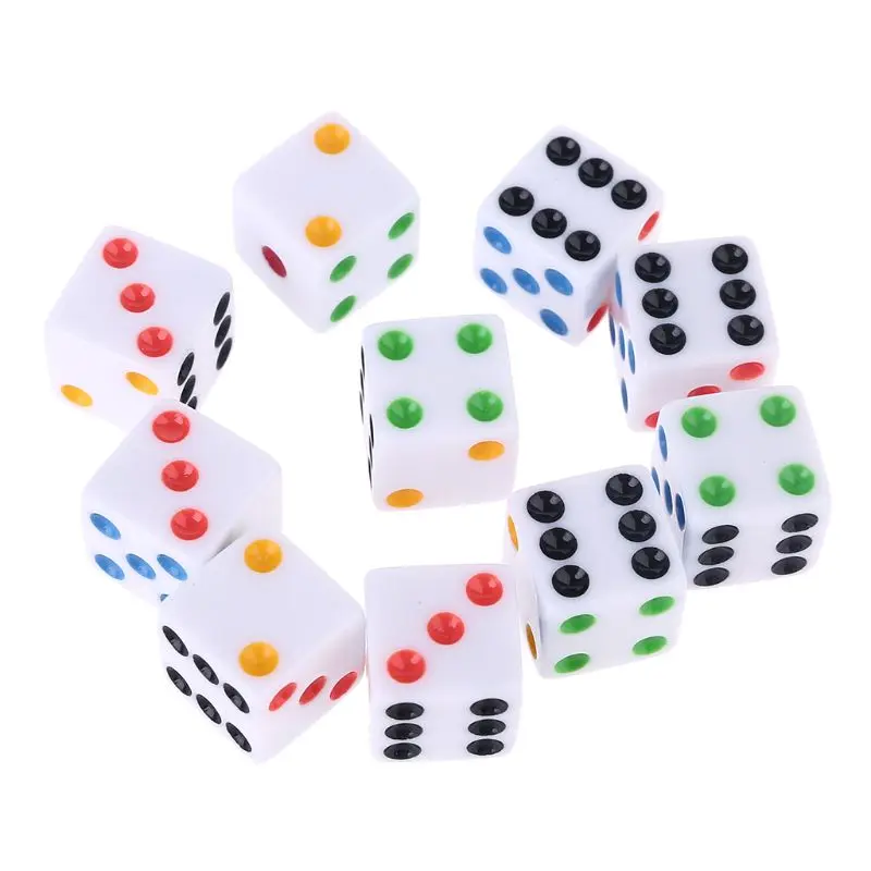 

10pcs/set D6 Six Sided Spot Dice Square Opaque 15mm Dices Role Playing Game for Bar Pub Club Party