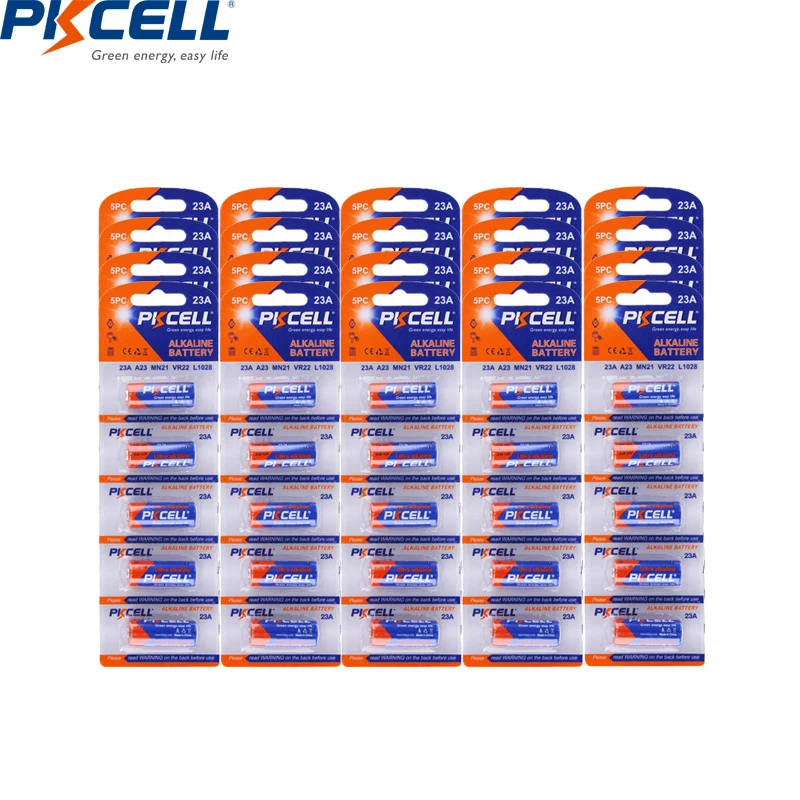 

100PC/20pack PKCELL 12V 23A Alkaline 23A E 21/23 A23 23G A MN21 Battery Primary Batteries for doorbell alarm car remote control