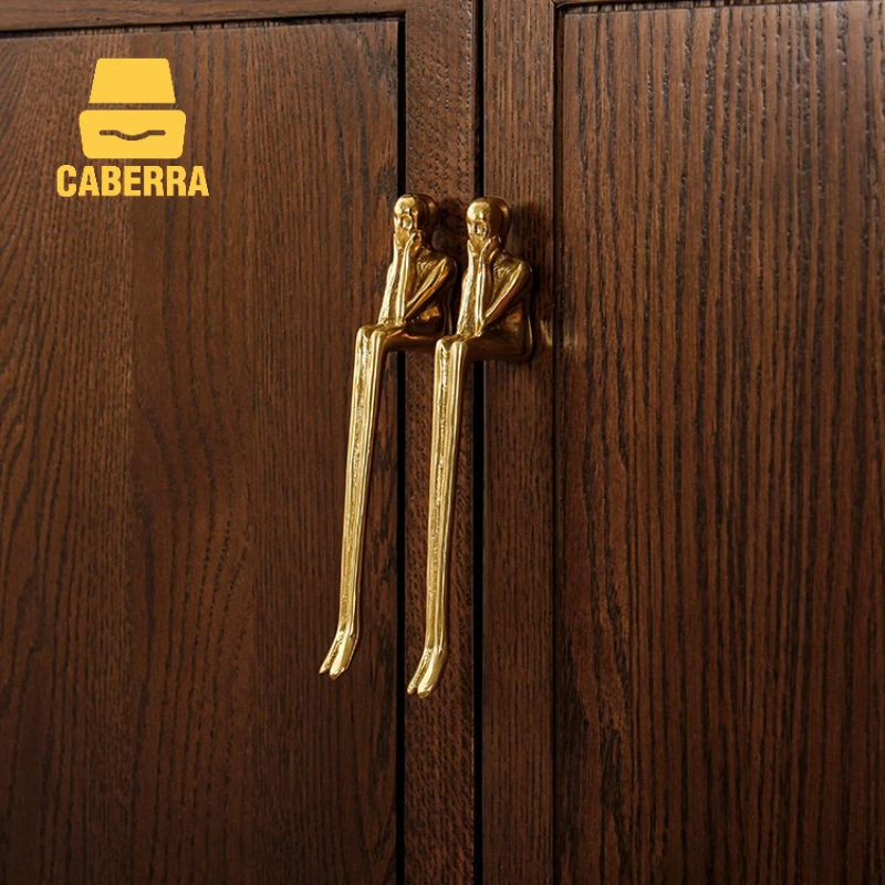 Латунная ручка для ящика мебельные ручки в форме мыслителя кухонного шкафа